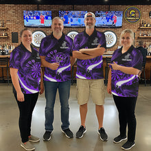 Load image into Gallery viewer, White And Purple Smoking Men Dart Polo &amp; 1/4-Zip Shirt Custom Splatter Dart Team Clothing NYN3341