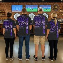 Load image into Gallery viewer, Black &amp; Purple Gradient Dartboard Womens Dart Polo Quarter Zip Shirts Custom Team Name Dart Jerseys NYN3632