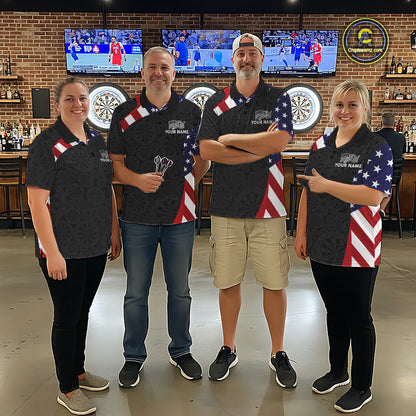 Custom US Flag Darts Shirt For Women Personalized Team Name Polo 1/4-Zip Dart Tournament Jersey NYN4655