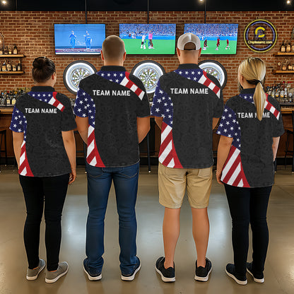 Custom US Flag Darts Shirt For Women Personalized Team Name Polo 1/4-Zip Dart Tournament Jersey NYN4655