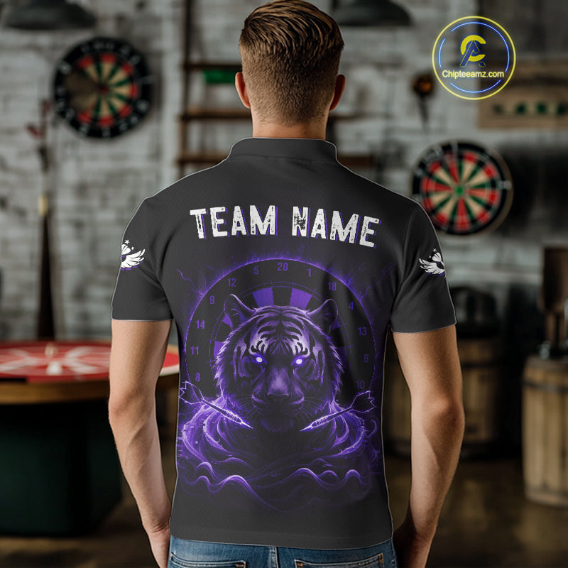 Black And Purple Smokes Tiger Dartboard Custom Mens Polo Dart Shirt Funny Dart Jerseys NYN1781
