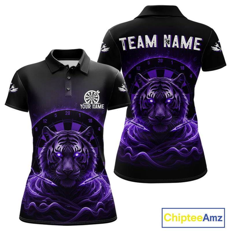 Black And Purple Smokes Tiger Dartboard Custom Mens Polo Dart Shirt Funny Dart Jerseys NYN1781