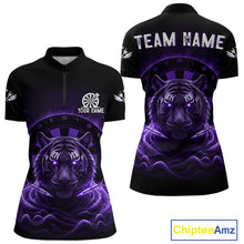 Load image into Gallery viewer, Black And Purple Smokes Tiger Dartboard Custom Mens Polo Dart Shirt Funny Dart Jerseys NYN1781