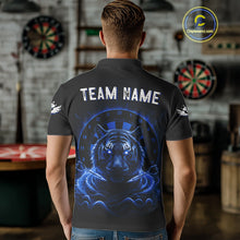 Load image into Gallery viewer, Black And Blue Smokes Tiger Dartboard Custom Mens Polo Dart Shirt Funny Dart Jerseys NYN1782