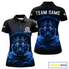 Load image into Gallery viewer, Black And Blue Smokes Tiger Dartboard Custom Mens Polo Dart Shirt Funny Dart Jerseys NYN1782