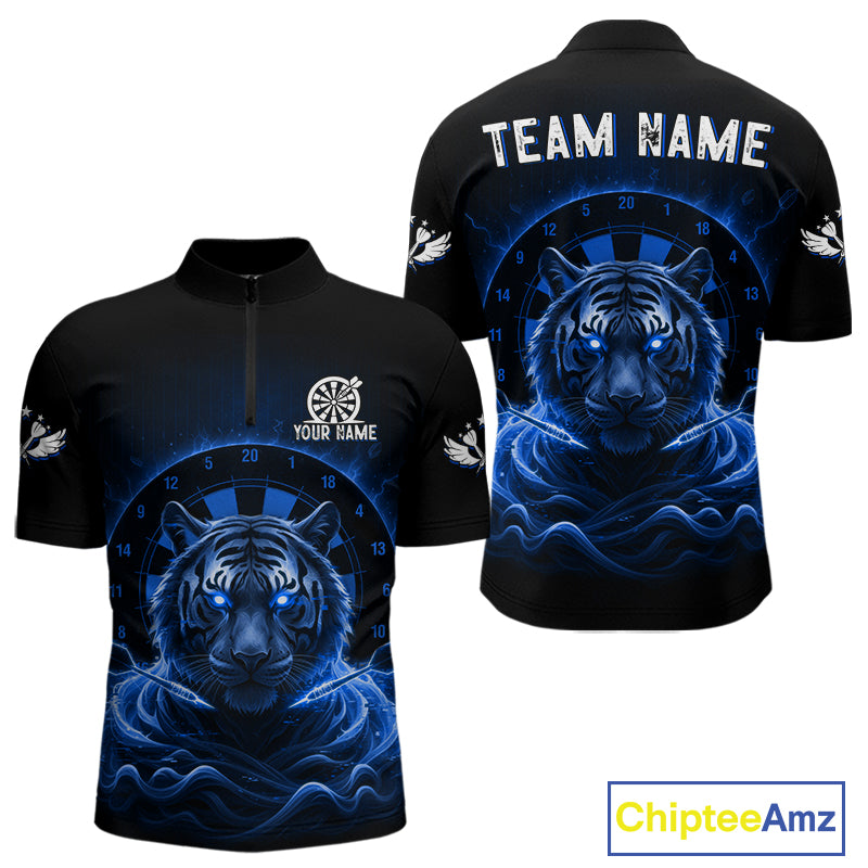 Black And Purple Smokes Tiger Dartboard Custom Mens Polo Dart Shirt Funny Dart Jerseys NYN1781
