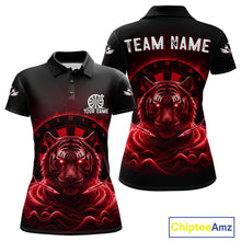 Load image into Gallery viewer, Black And Red Smokes Tiger Dartboard Custom Mens Polo Dart Shirt Funny Dart Jerseys NYN1783