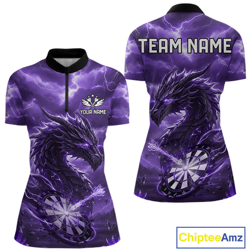 Lightning Dragon Purple Dartboard Custom Dart Men Polo Shirt Outfits Dart Jerseys NYN1786