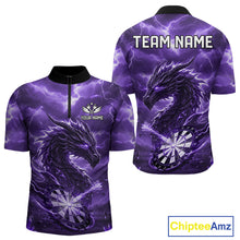 Load image into Gallery viewer, Lightning Dragon Purple Dartboard Custom Dart Men Polo Shirt Outfits Dart Jerseys NYN1786