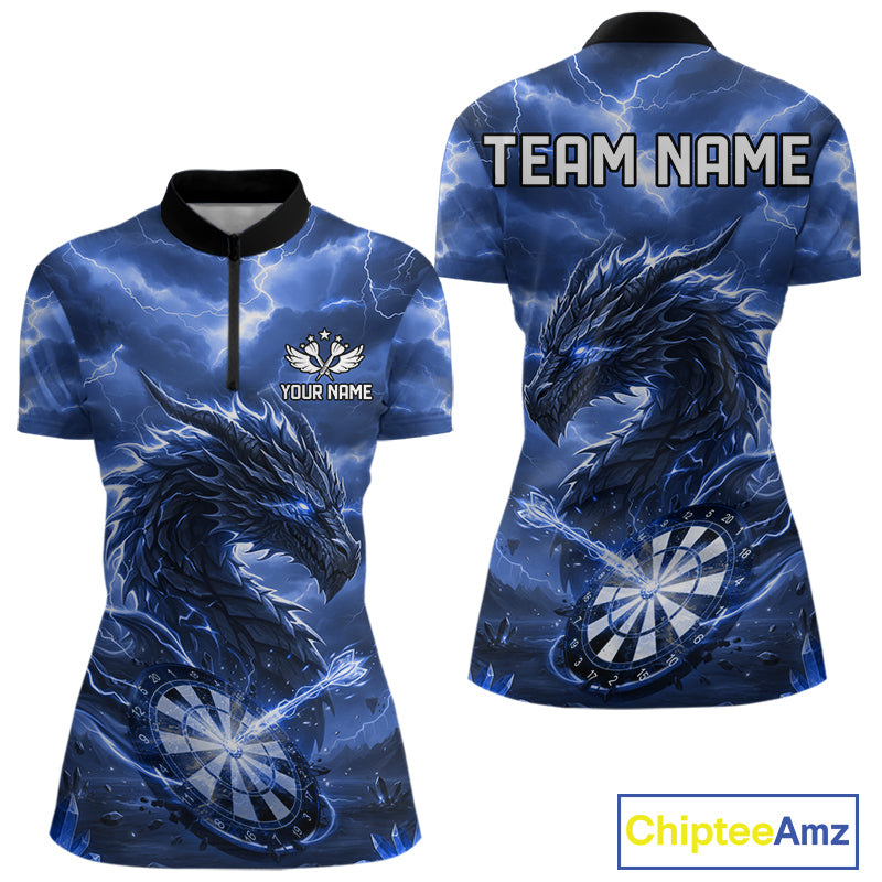 Lightning Dragon Blue Dartboard Custom Dart Men Polo Shirt Outfits Dart Jerseys NYN1787