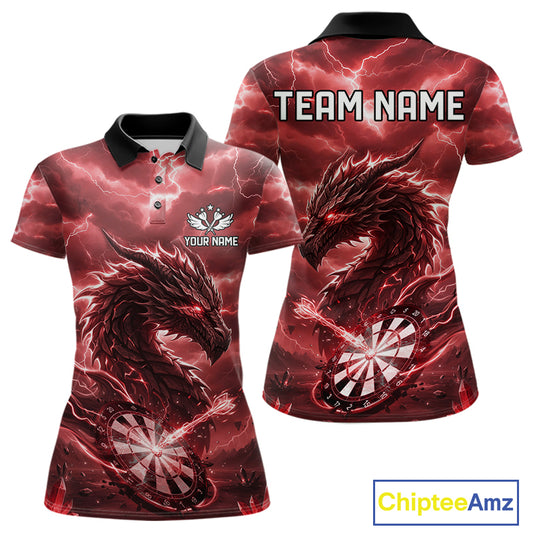 Lightning Dragon Red Dartboard Custom Dart Men Polo Shirt Outfits Dart Jerseys NYN1788