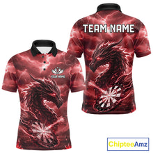 Load image into Gallery viewer, Lightning Dragon Red Dartboard Custom Dart Men Polo Shirt Outfits Dart Jerseys NYN1788