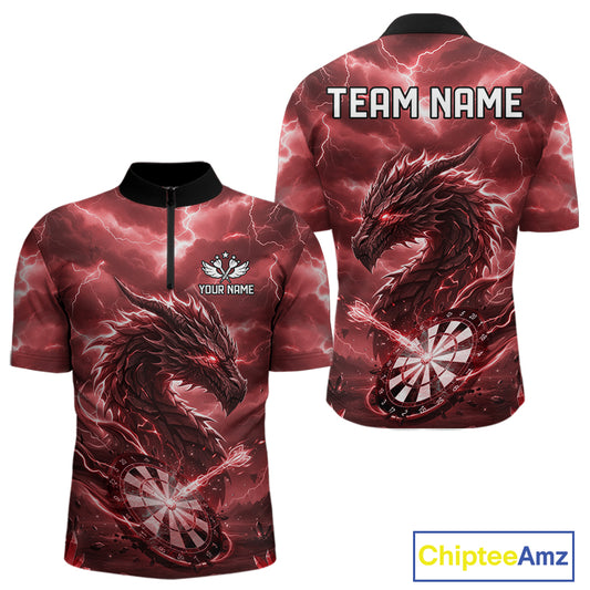 Lightning Dragon Red Dartboard Custom Dart Men Polo Shirt Outfits Dart Jerseys NYN1788