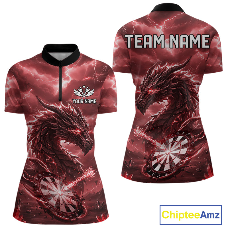 Lightning Dragon Red Dartboard Custom Dart Men Polo Shirt Outfits Dart Jerseys NYN1788