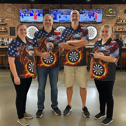 Custom Flame Eagle Patriotic Darts Shirt For Women Personalized US Flag Darts Team Jersey NYN5028