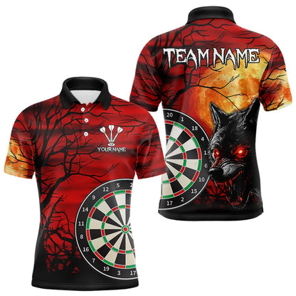 Wolf With Glowing Red Eyes Dart Boards Dart Shirts For Men, Custom Dart Jerseys NYN0039