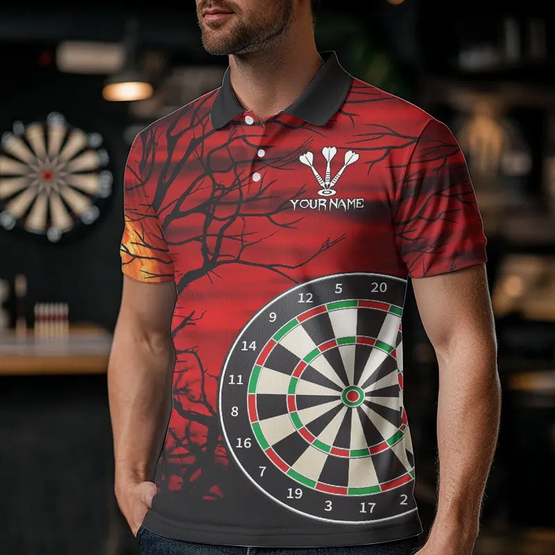 Wolf With Glowing Red Eyes Dart Boards Dart Shirts For Men, Custom Dart Jerseys NYN0039