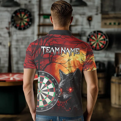 Wolf With Glowing Red Eyes Dart Boards Dart Shirts For Men, Custom Dart Jerseys NYN0039