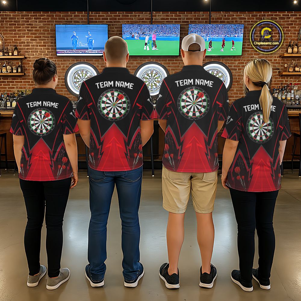 Personalized Blue Dartboard & Arrow Darts Polo & 1/4-Zip Shirt For Men Dart Team Jerseys NYN2945