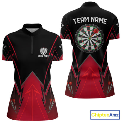 Personalized Blue Dartboard & Arrow Darts Polo & 1/4-Zip Shirt For Women Dart Team Jerseys NYN2945