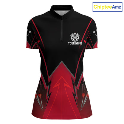 Personalized Blue Dartboard & Arrow Darts Polo & 1/4-Zip Shirt For Women Dart Team Jerseys NYN2945