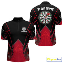 Load image into Gallery viewer, Personalized Blue Dartboard &amp; Arrow Darts Polo &amp; 1/4-Zip Shirt For Men Dart Team Jerseys NYN2945