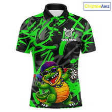 Load image into Gallery viewer, Green Grafffiti Play Darts Polo &amp; Quarter Zip Shirt Personalized Funny Crocodile Men Darts Jersey NYN2948