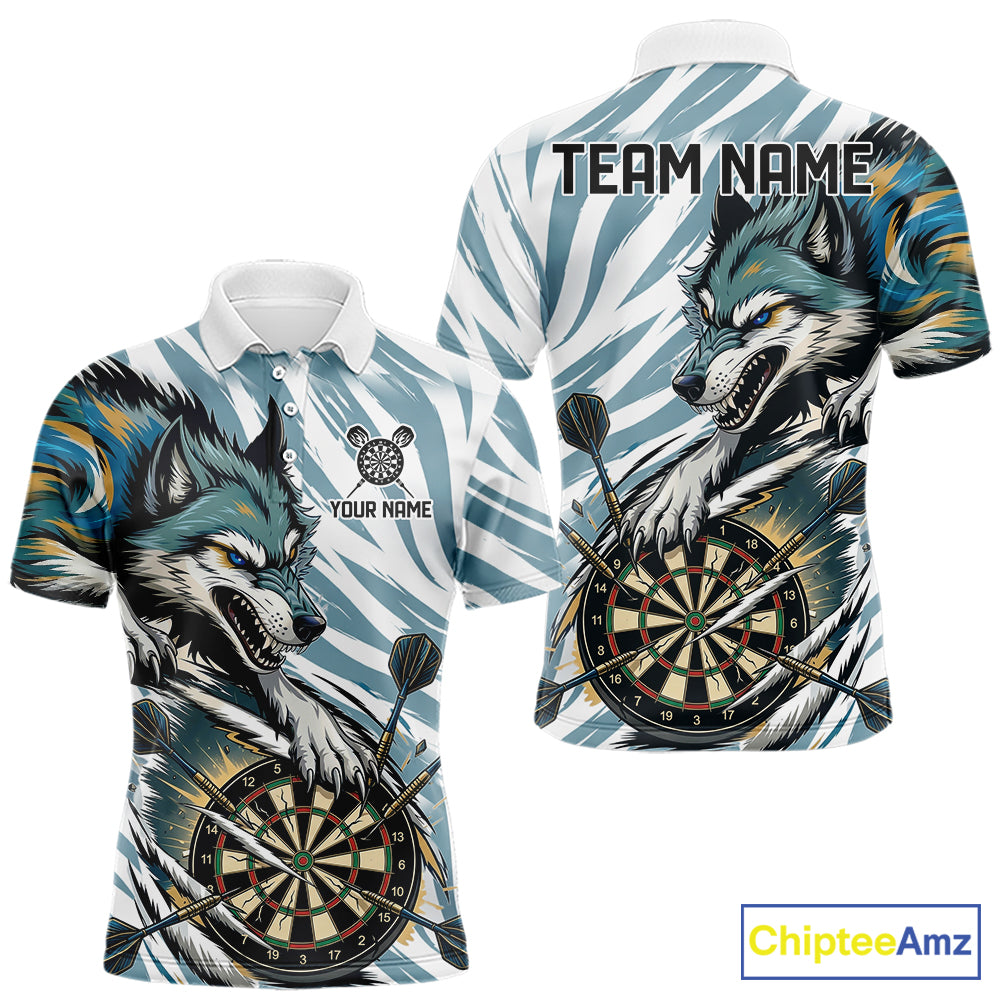 Personalized Cracked Darts Polo & Quarter Zip Shirt Custom Funny Wolf Claws Darts Attire For Men NYN2950