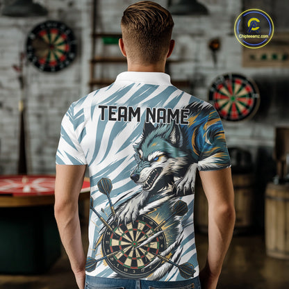 Personalized Cracked Darts Polo & Quarter Zip Shirt Custom Funny Wolf Claws Darts Attire For Men NYN2950
