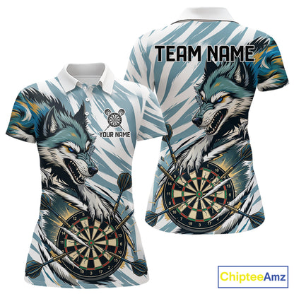 Personalized Cracked Darts Polo & Quarter Zip Shirt Custom Funny Wolf Claws Darts Attire For Women NYN2950