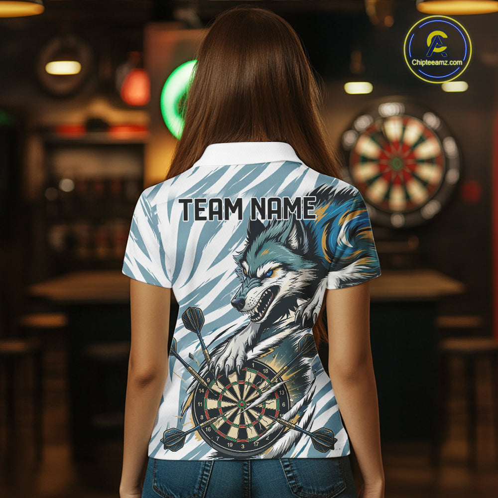 Personalized Cracked Darts Polo & Quarter Zip Shirt Custom Funny Wolf Claws Darts Attire For Women NYN2950