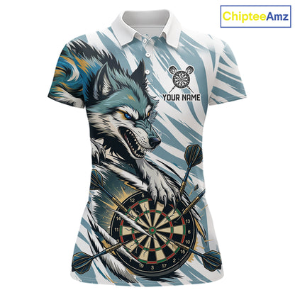 Personalized Cracked Darts Polo & Quarter Zip Shirt Custom Funny Wolf Claws Darts Attire For Women NYN2950