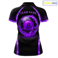 Load image into Gallery viewer, Black&amp;Purple Thunder Lightning 8 Ball Pool Billiard Jerseys For Women Custom Billiard Team Shirt NYN3158
