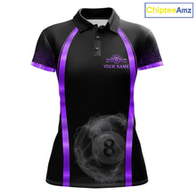 Load image into Gallery viewer, Black&amp;Purple Thunder Lightning 8 Ball Pool Billiard Jerseys For Women Custom Billiard Team Shirt NYN3158