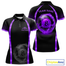 Load image into Gallery viewer, Black&amp;Purple Thunder Lightning 8 Ball Pool Billiard Jerseys For Women Custom Billiard Team Shirt NYN3158