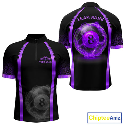 Black&Purple Thunder Lightning 8 Ball Pool Billiard Jerseys For Men Custom Billiard Team Shirt NYN3158