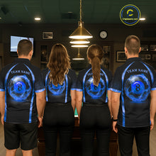 Load image into Gallery viewer, Black&amp;Blue Thunder Lightning 8 Ball Pool Billiard Jerseys For Men Custom Billiard Team Shirt NYN3159