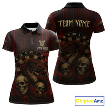 Load image into Gallery viewer, Red Dripping Cobra Dartboard Custom Women Polo Darts Shirt Grunge Skull Darts Jersey NYN1796