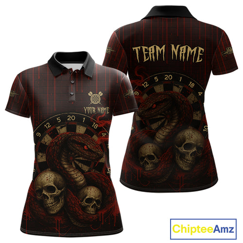Red Dripping Cobra Dartboard Custom Women Polo Darts Shirt Grunge Skull Darts Jersey NYN1796