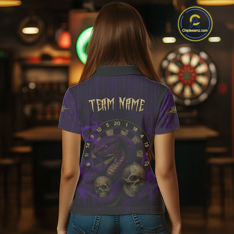 Purple Dripping Cobra Dartboard Custom Women Polo Darts Shirt Grunge Skull Darts Jersey NYN1797