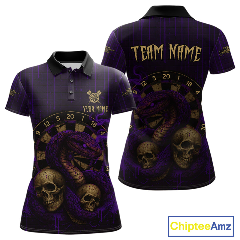 Purple Dripping Cobra Dartboard Custom Women Polo Darts Shirt Grunge Skull Darts Jersey NYN1797