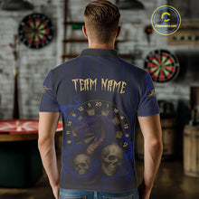 Load image into Gallery viewer, Blue Dripping Cobra Dartboard Custom Men&#39;s Polo Darts Shirt Grunge Skull Darts Jersey NYN1798
