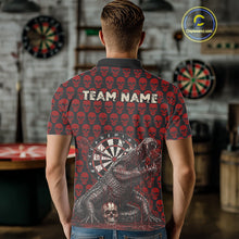 Load image into Gallery viewer, Funny Shark Blue Grunge Dartboard Custom Men&#39;s Polo Darts Shirt Skull Darts Jersey NYN1800