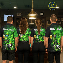 Load image into Gallery viewer, Fire Flame Shamrock Skeleton St Patrick's Day Women Billiard Shirts Custom Pool 8 Balls Billiard Attire NYN2741
