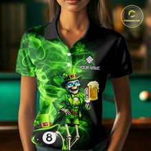 Load image into Gallery viewer, Fire Flame Shamrock Skeleton St Patrick's Day Women Billiard Shirts Custom Pool 8 Balls Billiard Attire NYN2741