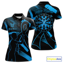 Load image into Gallery viewer, Black and blue grunge ribbon dart shirt for women prostate cancer awareness jersey