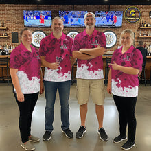 Load image into Gallery viewer, White &amp; Pink Grunge Ribbons Pattern Breast Cancer Dart Shirt For Women Custom Dart Team Jerseys NYN3347