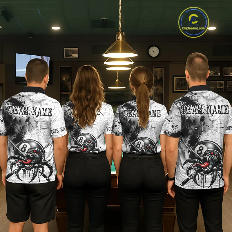 Funny Spider Billiard Pool Shirts For Men Custom Grunge Ball 8 Billiard League Jerseys NYN2304