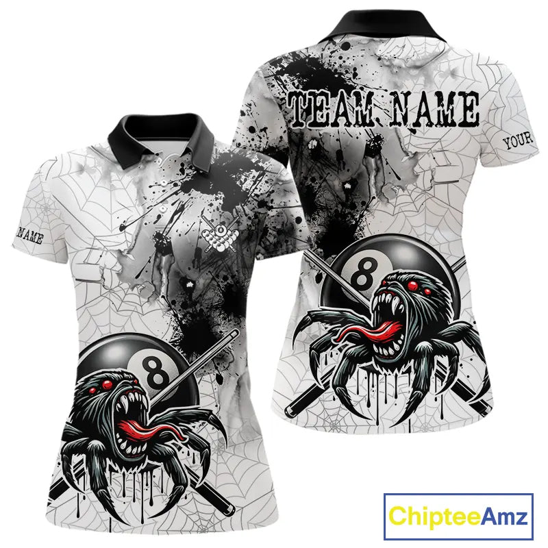 Funny Spider Billiard Pool Shirts For Women Custom Grunge Ball 8 Billiard League Jerseys NYN2304