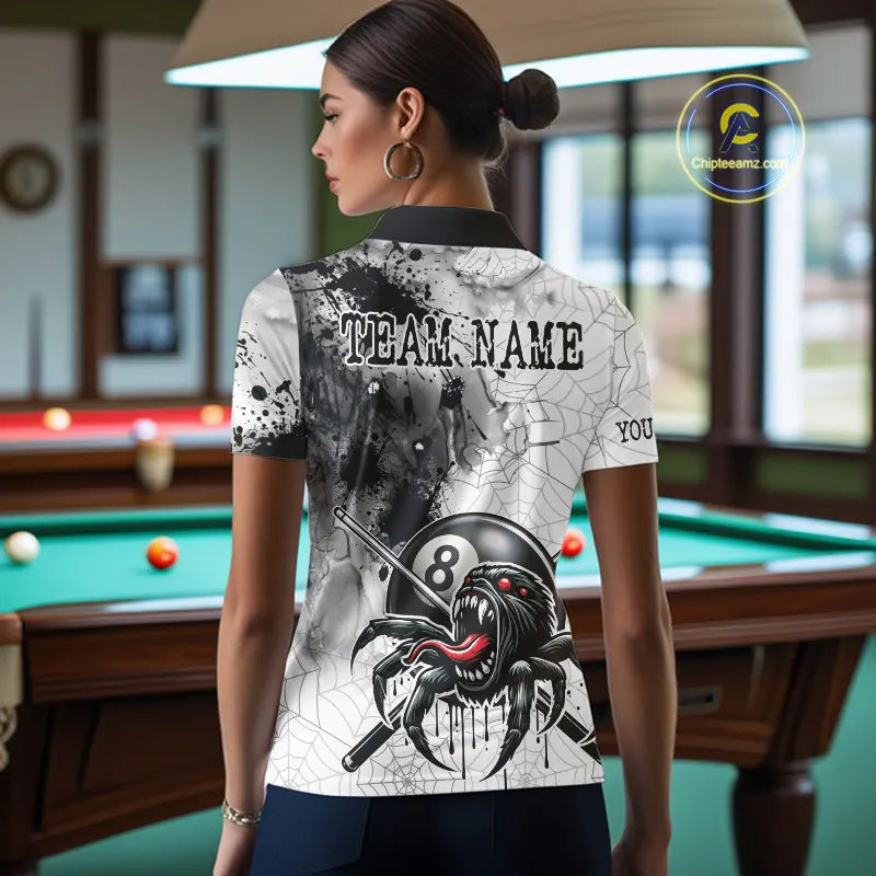 Funny Spider Billiard Pool Shirts For Women Custom Grunge Ball 8 Billiard League Jerseys NYN2304